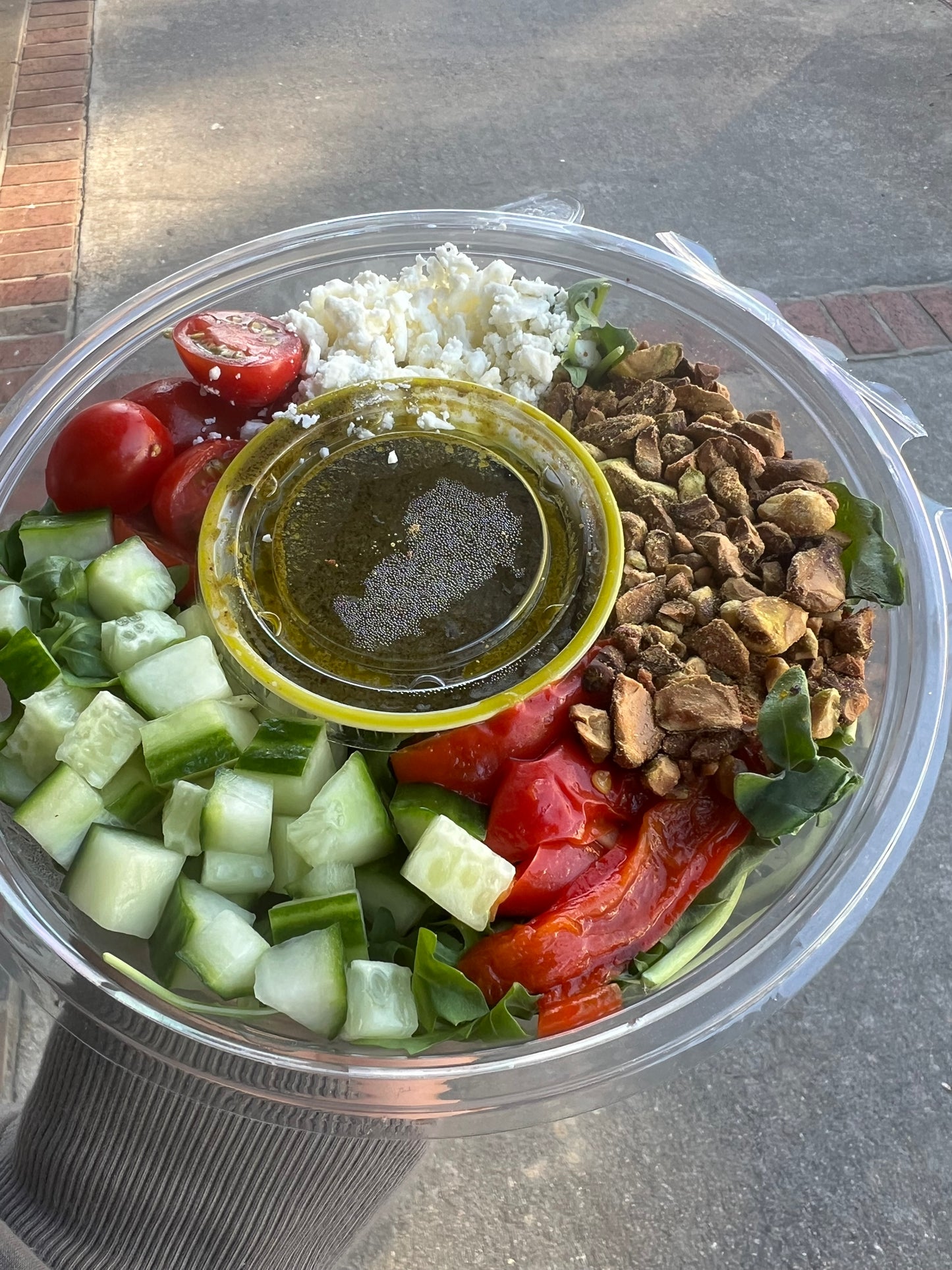 Toasted pistachio, quinoa, and feta salad bowl