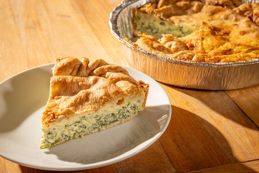 Spinach, Dill, Feta, and Mozzarella Quiche
